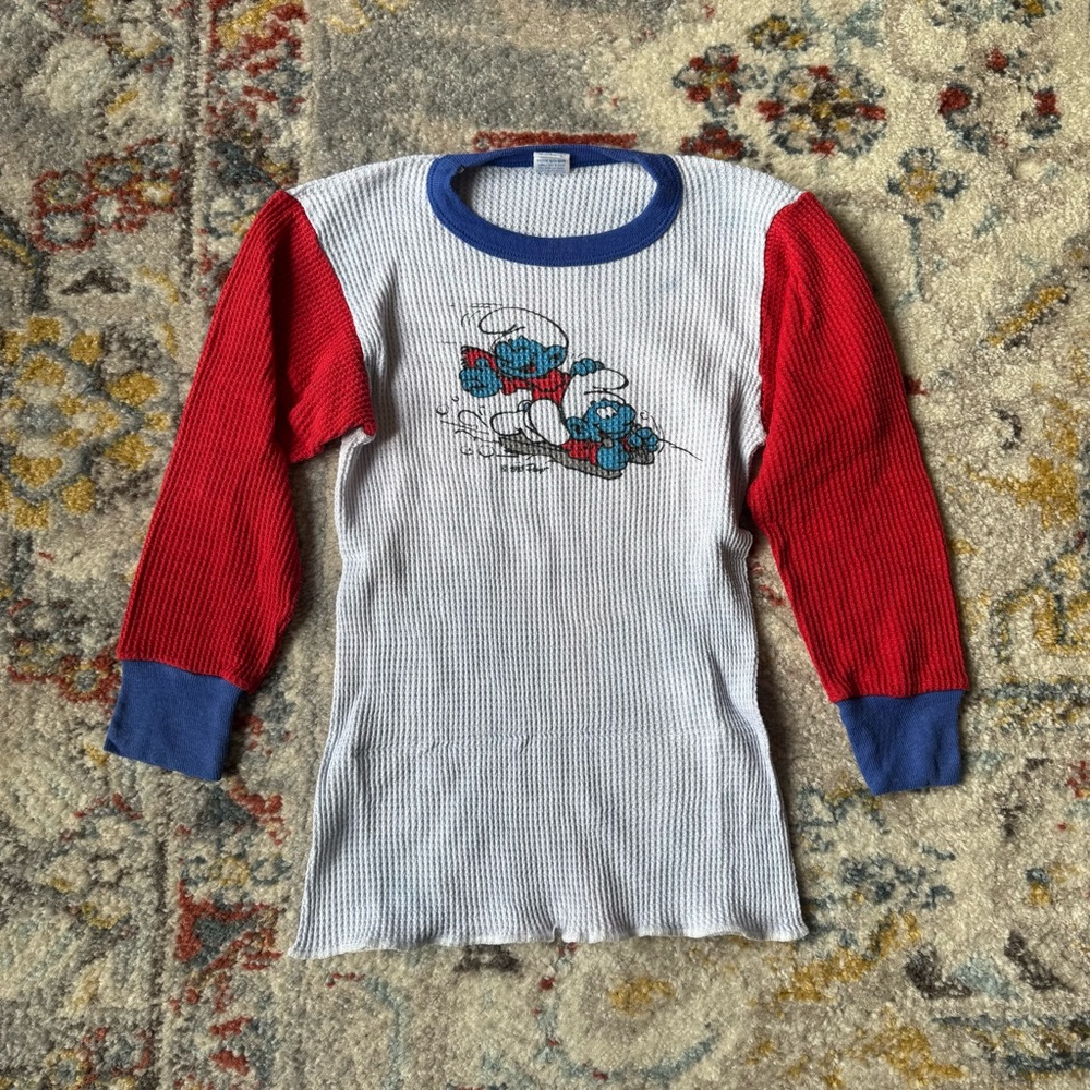 Vintage waffle Smurfs top 💙❤️